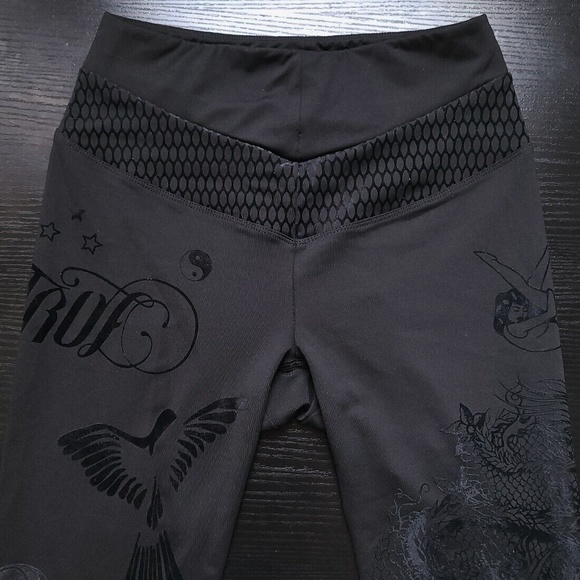 Monreal London Luxury Activewear Black Jacquard Floral Legging Pant Size XS - Picture 1 of 12